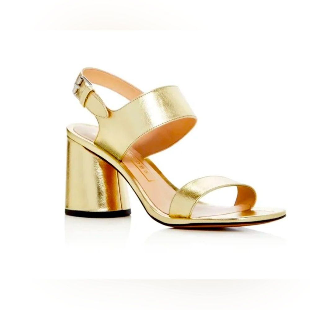 NWOT MARC JACOBS Emilie size 38 1/2 Gold Women's Block Heel Sandals